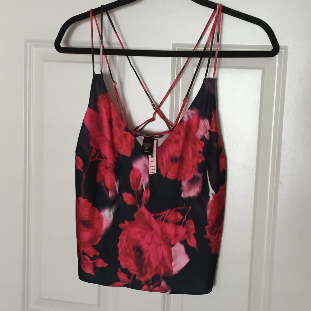 Satin Camisole in Black Rose NWT